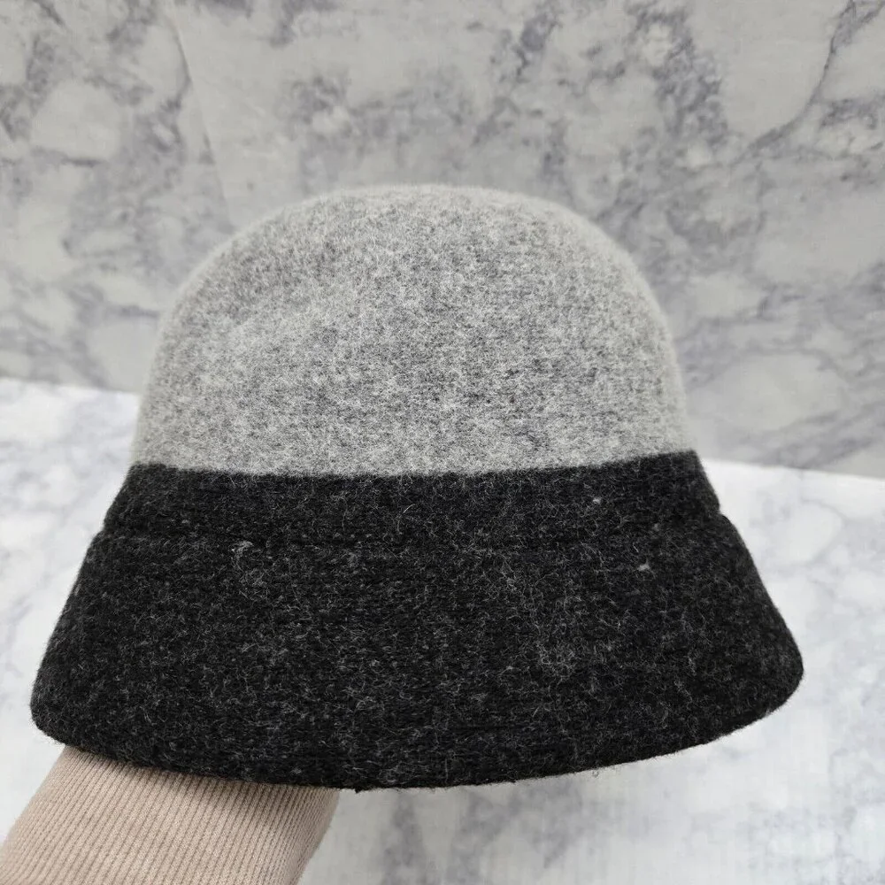Croft & Barrow Bucket Hat Black Gray Women Wool Blend Minimalist Winter Warm
